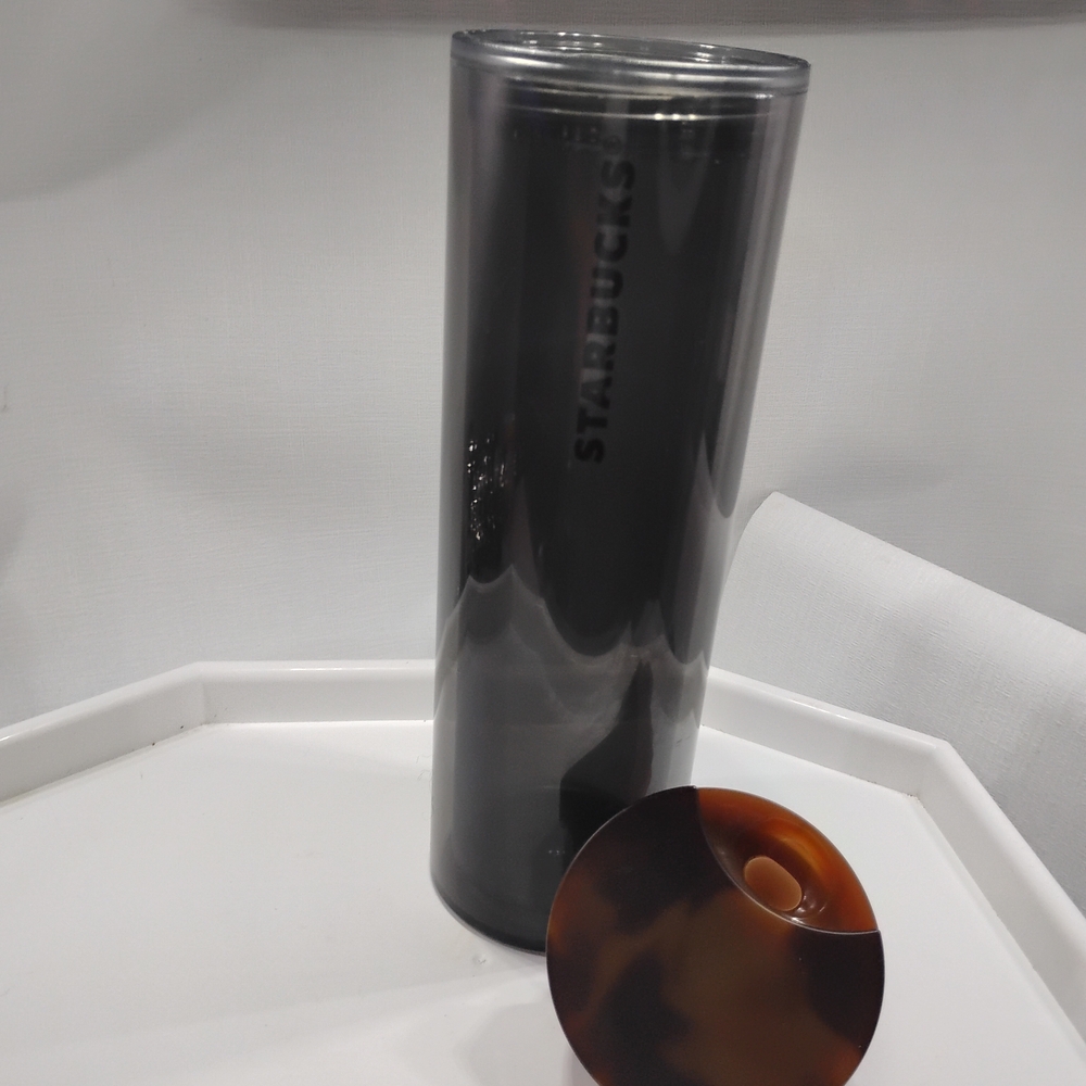 Starbucks Black Tumbler with Tortoise Shell Sealing Twist Lid 16 oz - Nice